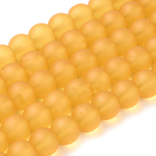 Glass Beads, Frosted, Round, Goldenrod, 10mm - BEADED CREATIONS