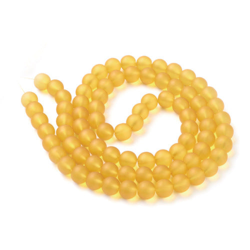 Glass Beads, Frosted, Round, Goldenrod, 10mm - BEADED CREATIONS