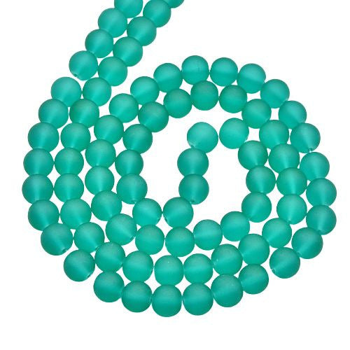 Glass Beads, Frosted, Round, Light Sea Green, 10mm - BEADED CREATIONS