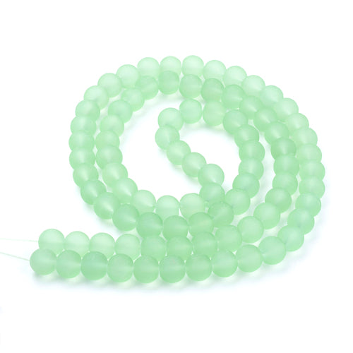 Glass Beads, Frosted, Round, Pale Green, 10mm - BEADED CREATIONS