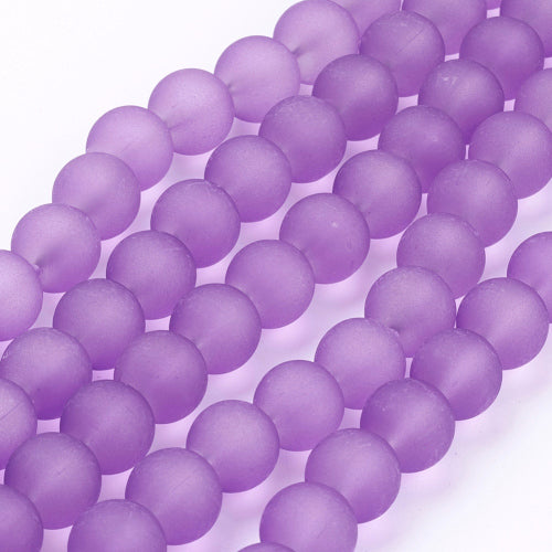 Glass Beads, Frosted, Round, Violet, 10mm - BEADED CREATIONS