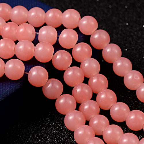Glass Beads, Imitation Jade, Round, Light Coral, 8mm - BEADED CREATIONS