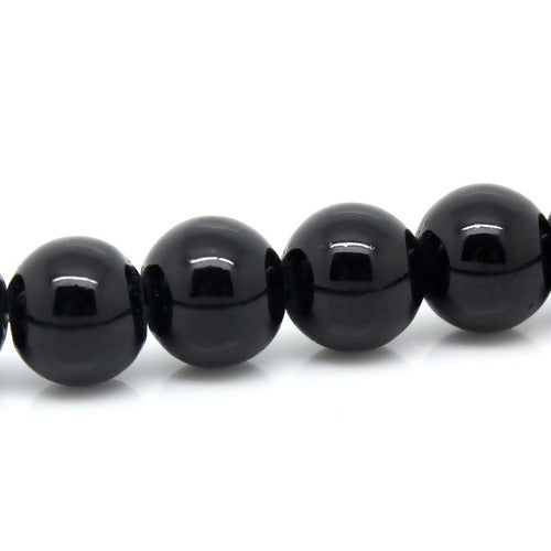 Glass Beads, Opaque, Black, Round, 8mm - BEADED CREATIONS
