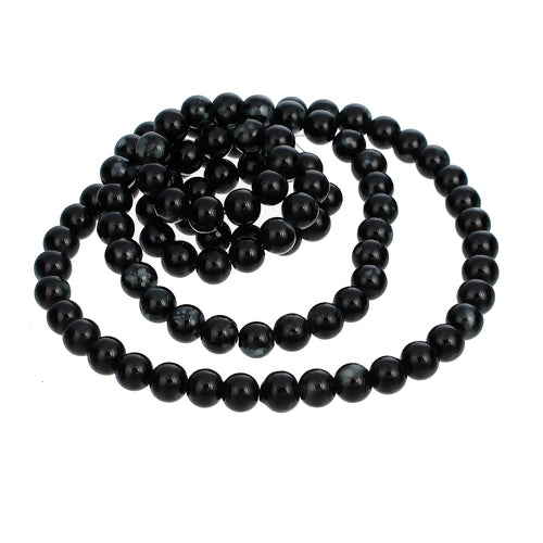 Glass Beads, Opaque, Mottled, Black, White, Round, 8mm - BEADED CREATIONS