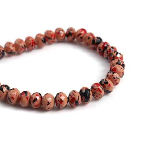Glass Beads, Opaque, Mottled, Coffee Brown, Faceted, Rondelle, 8mm - BEADED CREATIONS