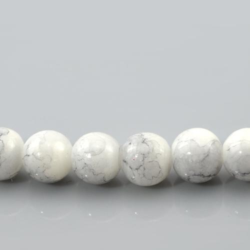 Glass Beads, Opaque, Mottled, Round, White, Grey, 8mm - BEADED CREATIONS