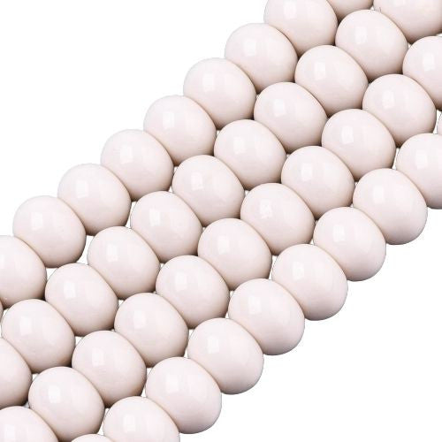 Glass Beads, Opaque, Rondelle, Misty Rose, 10.5mm - BEADED CREATIONS