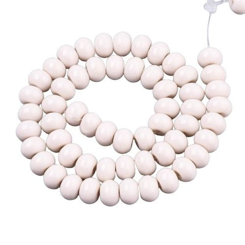 Glass Beads, Opaque, Rondelle, Misty Rose, 10.5mm - BEADED CREATIONS