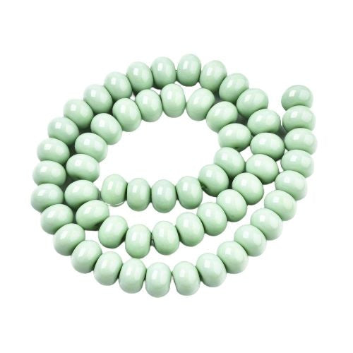 Glass Beads, Opaque, Rondelle, Pale Green, 10.5mm - BEADED CREATIONS