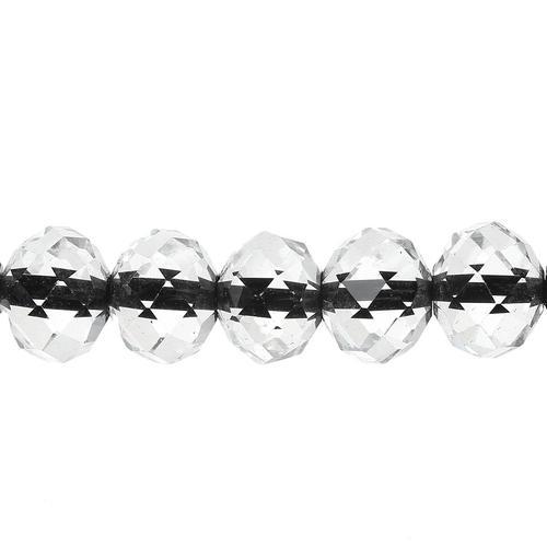 Glass Beads, Rondelle, Faceted, Transparent, Color Lined, Black, 10mm - BEADED CREATIONS