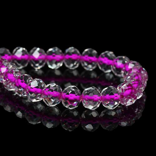 Glass Beads, Rondelle, Faceted, Transparent, Color Lined, Fuchsia, 10mm - BEADED CREATIONS