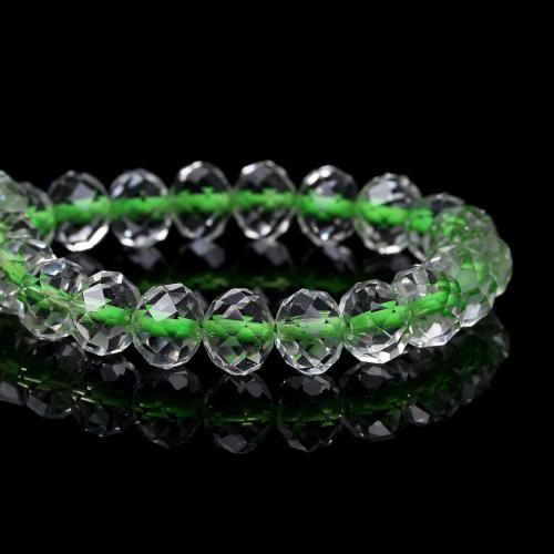 Glass Beads, Rondelle, Faceted, Transparent, Color Lined, Green, 10mm - BEADED CREATIONS