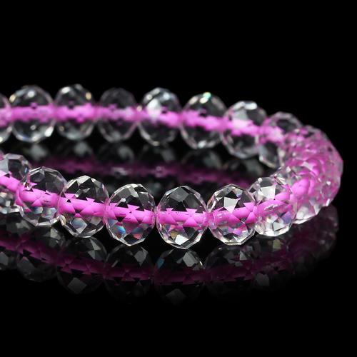 Glass Beads, Rondelle, Faceted, Transparent, Color Lined, Hot Pink, 10mm - BEADED CREATIONS