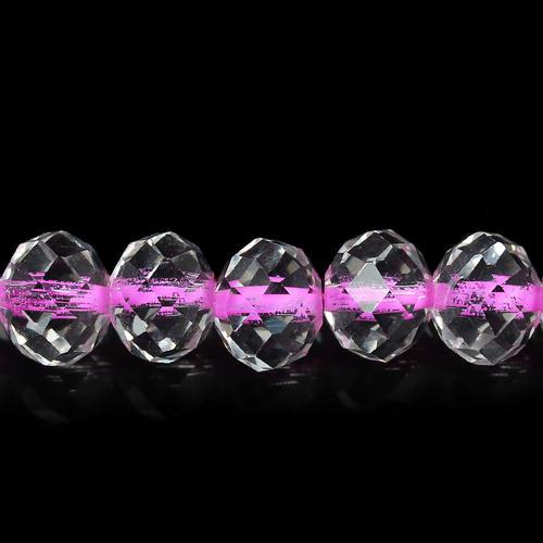 Glass Beads, Rondelle, Faceted, Transparent, Color Lined, Hot Pink, 10mm - BEADED CREATIONS