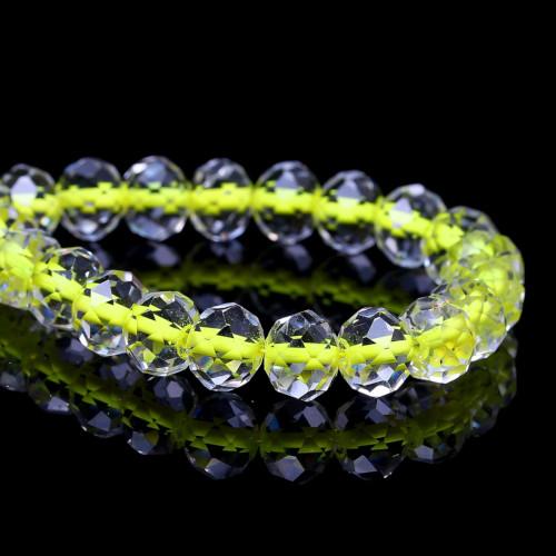 Glass Beads, Rondelle, Faceted, Transparent, Color Lined, Yellow, 10mm - BEADED CREATIONS