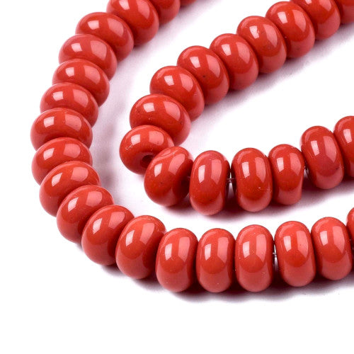 Glass Beads, Rondelle, Opaque, Coral, 8mm - BEADED CREATIONS