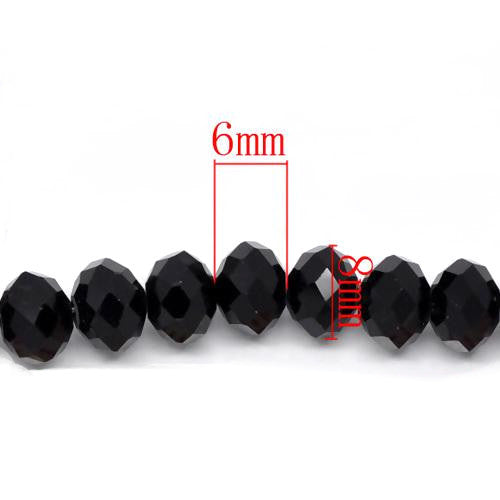 Glass Beads, Rondelle, Opaque, Faceted, Jet Black, 8mm - BEADED CREATIONS