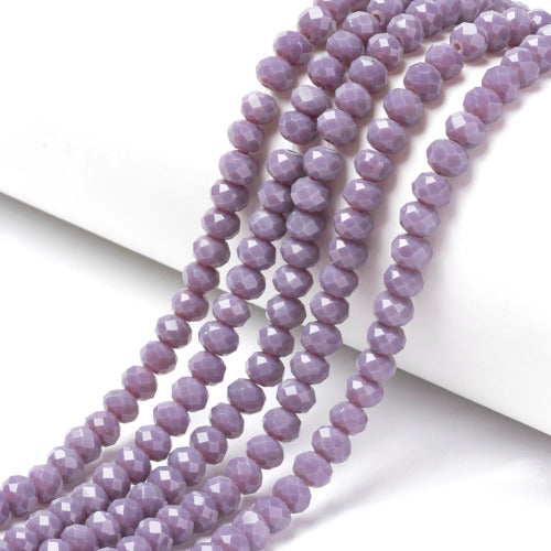 Glass Beads, Rondelle, Opaque, Faceted, Medium Purple, 8mm - BEADED CREATIONS