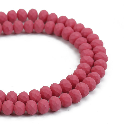 Glass Beads, Rondelle, Opaque, Frosted, Dusty Pink, Faceted, 8mm - BEADED CREATIONS