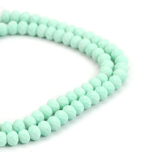 Glass Beads, Rondelle, Opaque, Frosted, Mint Green, Faceted, 8mm - BEADED CREATIONS