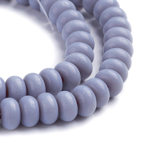 Glass Beads, Rondelle, Opaque, Light Steel Blue, 8mm - BEADED CREATIONS