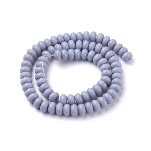 Glass Beads, Rondelle, Opaque, Light Steel Blue, 8mm - BEADED CREATIONS