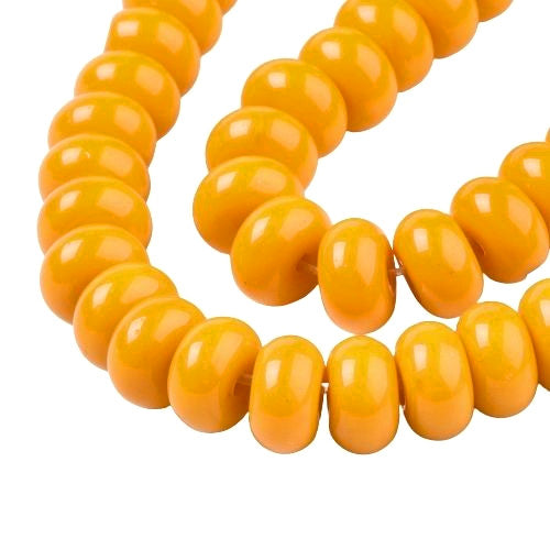Glass Beads, Rondelle, Opaque, Orange, 8mm - BEADED CREATIONS