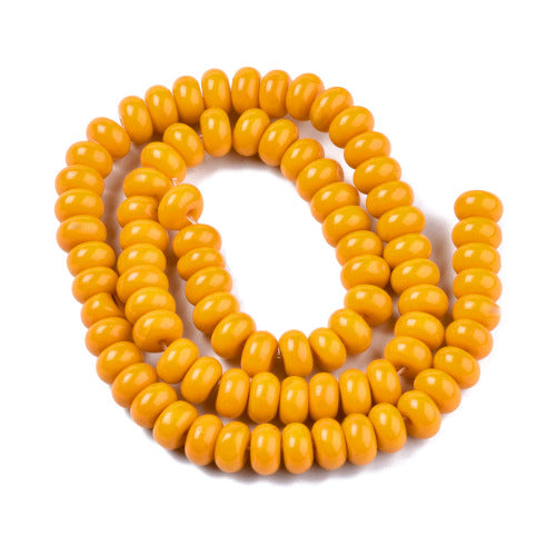 Glass Beads, Rondelle, Opaque, Orange, 8mm - BEADED CREATIONS