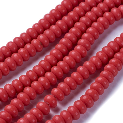 Glass Beads, Rondelle, Opaque, Red, 8mm - BEADED CREATIONS