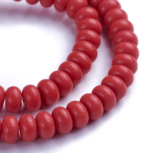 Glass Beads, Rondelle, Opaque, Red, 8mm - BEADED CREATIONS