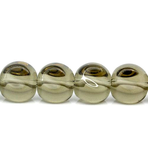 Glass Beads, Round, Helix-Shaped, Transparent, Light Brown, 10mm - BEADED CREATIONS