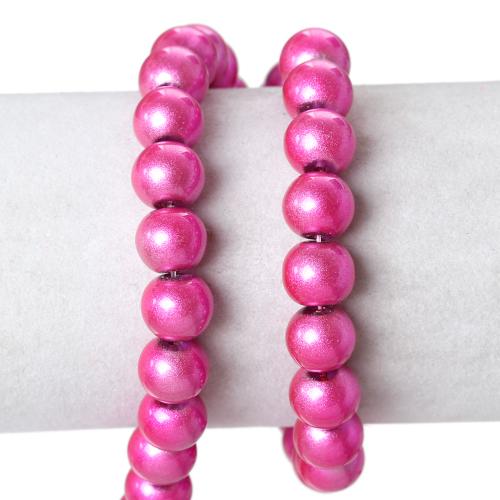 Glass Beads, Round, Matte, Pearlized, Fuchsia, 10mm - BEADED CREATIONS