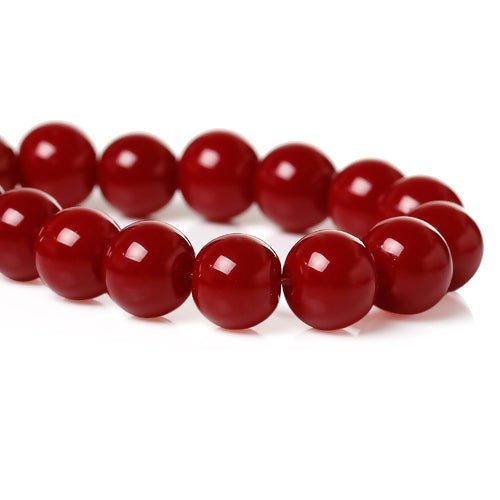 Glass Beads, Round, Opaque, Dark Red, 8mm - BEADED CREATIONS