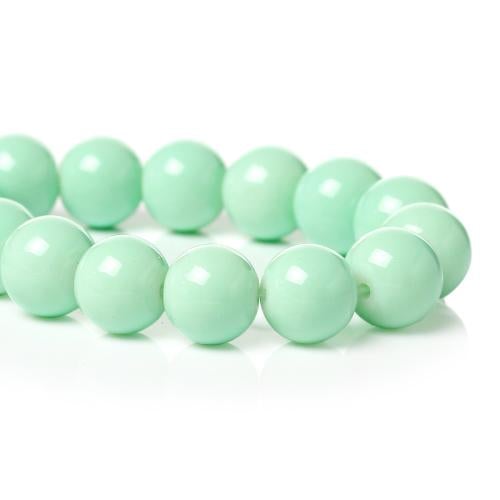 Glass Beads, Round, Opaque, Mint Green, 10mm - BEADED CREATIONS