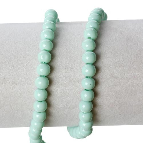 Glass Beads, Round, Opaque, Mint Green, 6mm - BEADED CREATIONS