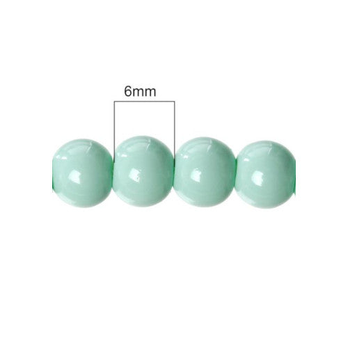 Glass Beads, Round, Opaque, Mint Green, 6mm - BEADED CREATIONS