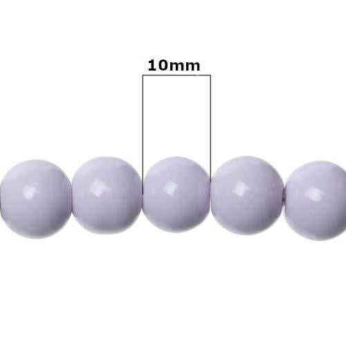 Glass Beads, Round, Opaque, Pale Lilac, 10mm - BEADED CREATIONS