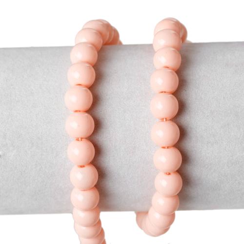 Glass Beads, Round, Opaque, Peach, 8mm - BEADED CREATIONS