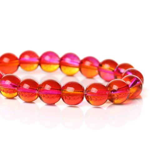 Glass Beads, Round, Translucent, Two-Tone, Yellow, Pink, 8mm - BEADED CREATIONS