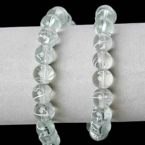 Glass Beads, Round, Transparent, Drawbench, White, 10mm - BEADED CREATIONS
