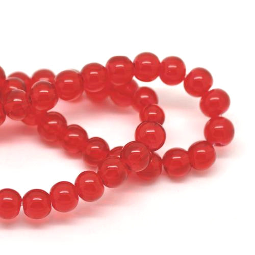 Glass Beads, Translucent, Red, Round, 8mm - BEADED CREATIONS