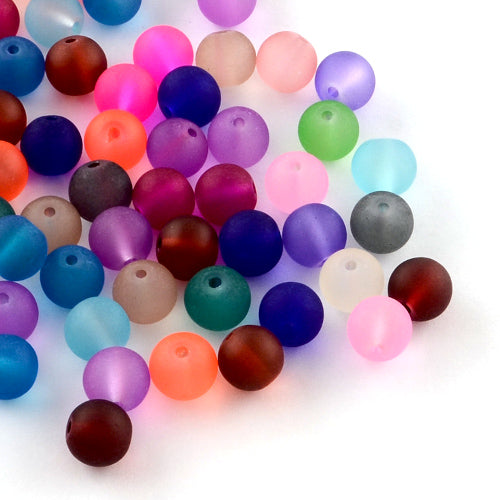 Glass Beads, Transparent, Frosted, Round, Assorted, 8mm - BEADED CREATIONS
