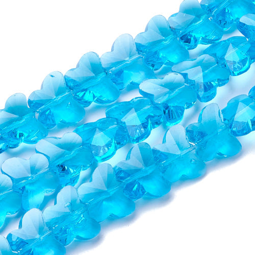 Glass Beads, Butterfly, Faceted, Transparent, Deep Sky Blue, 10mm - BEADED CREATIONS