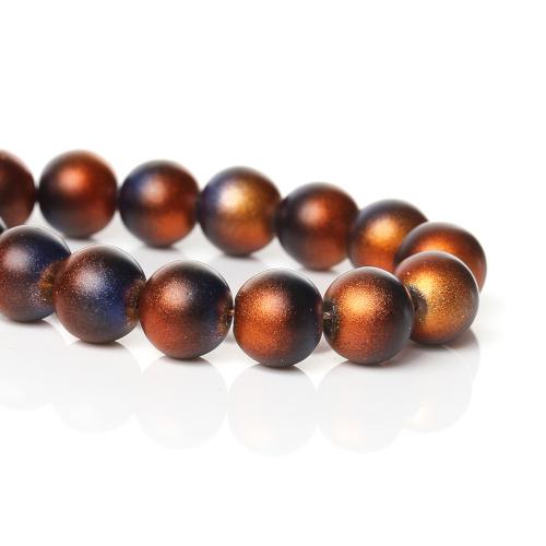 Glass Beads, Round, Matte, Pearlized, Two-Tone, Purple, Bronze, 10mm - BEADED CREATIONS