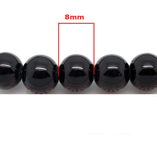 Glass Beads, Round, Opaque, Black, 8mm - BEADED CREATIONS