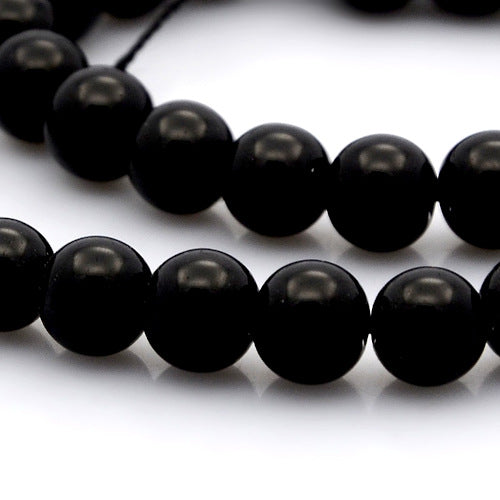 Glass Beads, Round, Opaque, Black, 8mm - BEADED CREATIONS