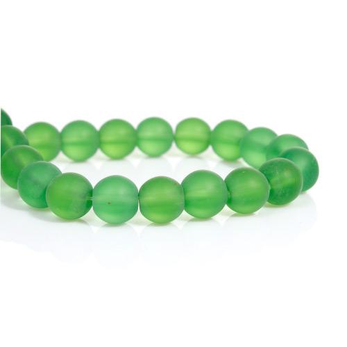 Glass Beads, Frosted, Smooth, Round, Green, 10mm - BEADED CREATIONS