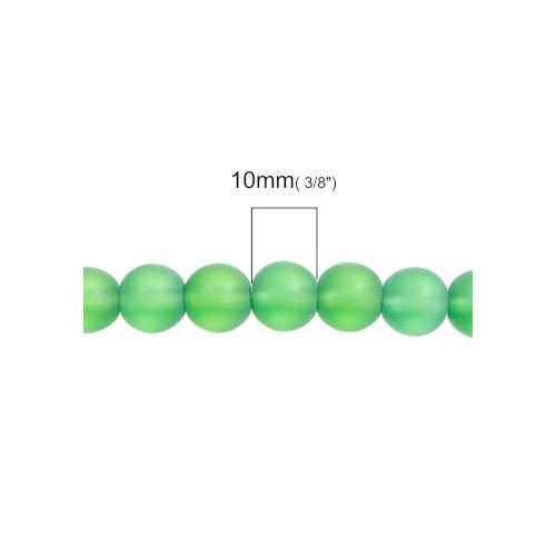 Glass Beads, Frosted, Smooth, Round, Green, 10mm - BEADED CREATIONS