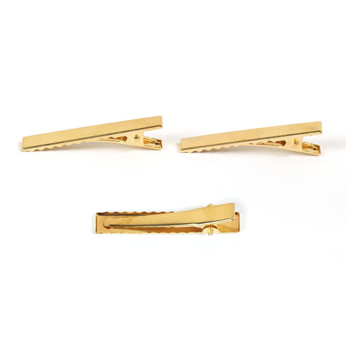 Hair Clips, Alligator, Rectangular, Gold Plated, Alloy, 46mm - BEADED CREATIONS