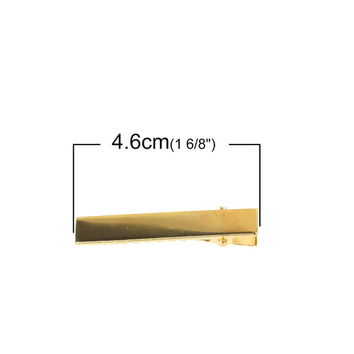 Hair Clips, Alligator, Rectangular, Gold Plated, Alloy, 46mm - BEADED CREATIONS